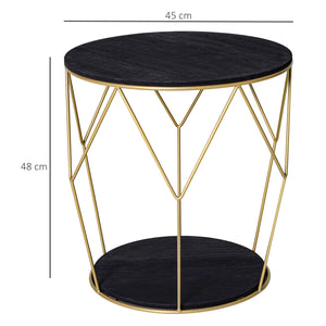 EasyComfort Tavolino da Caffè dal Design Geometrico, Tavolino da Salotto Moderno in Metallo e MDF, Colori: Oro e Nero (Φ45x48cm)