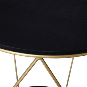 EasyComfort Tavolino da Caffè dal Design Geometrico, Tavolino da Salotto Moderno in Metallo e MDF, Colori: Oro e Nero (Φ45x48cm)