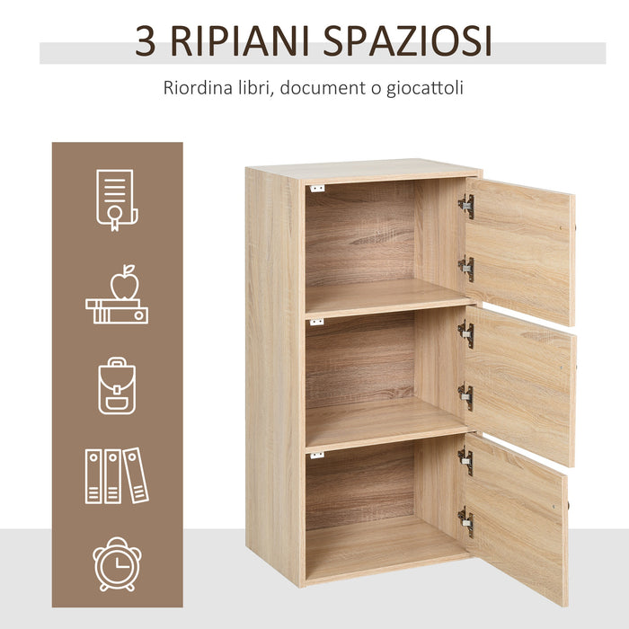 EasyComfort Mobiletto Multiuso con 3 Ripiani in Legno e 3 Ante per Casa o Ufficio 48 x 34 x 100cm