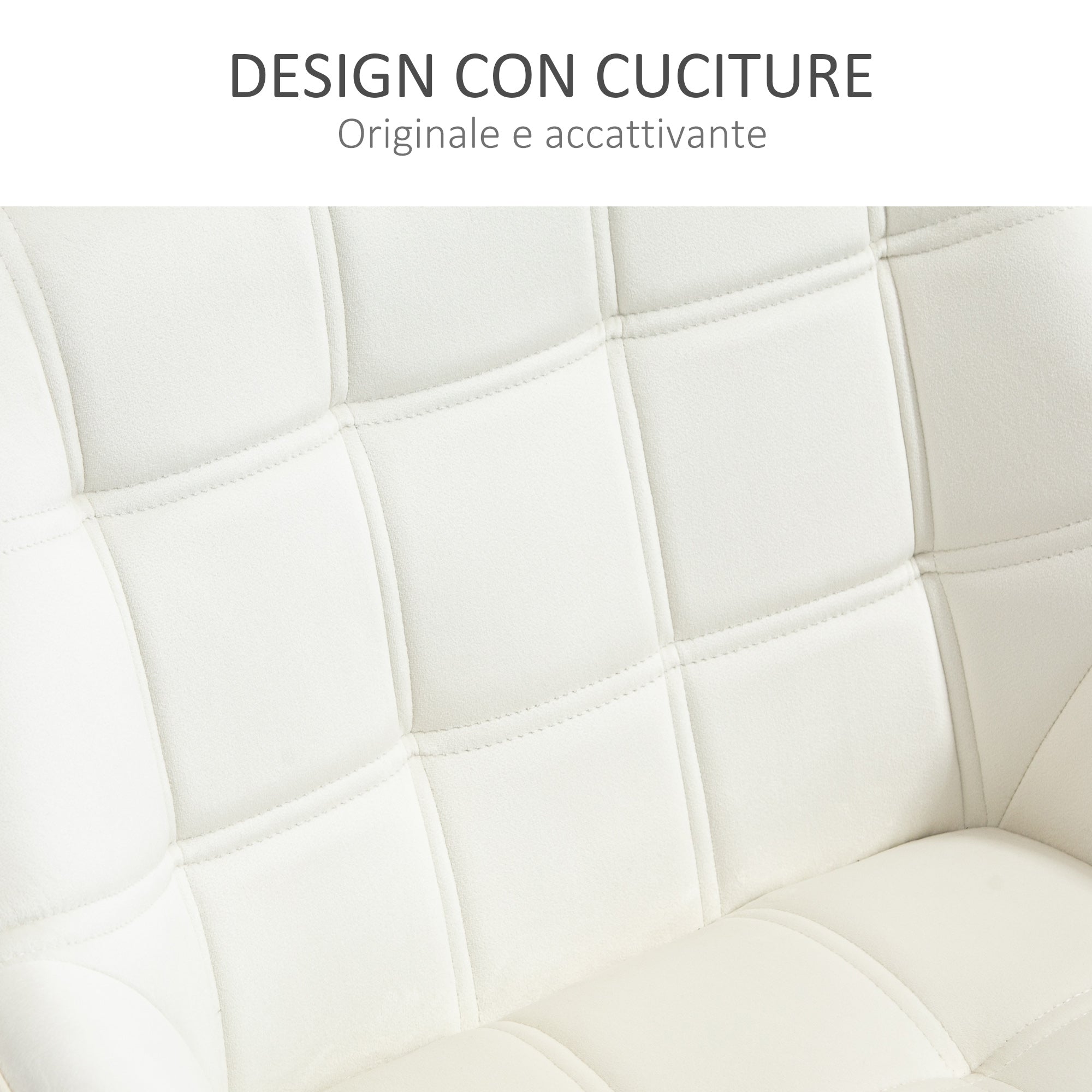 EasyComfort Poltrona Design Scandinava in Legno ed Effetto Velluto Crema, per Soggiorno o Ufficio, 68.5x61x72.5 cm