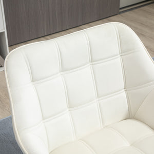 EasyComfort Poltrona Design Scandinava in Legno ed Effetto Velluto Crema, per Soggiorno o Ufficio, 68.5x61x72.5 cm