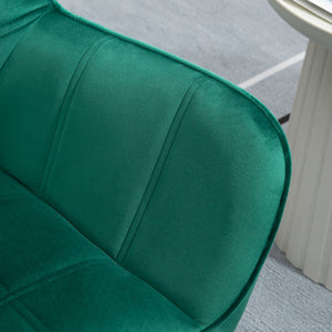 EASYCOMFORT  Poltroncina Stile Nordico in Legno ed Effetto Velluto Verde per Soggiorno o Ufficio, 64x62x72.5 cm