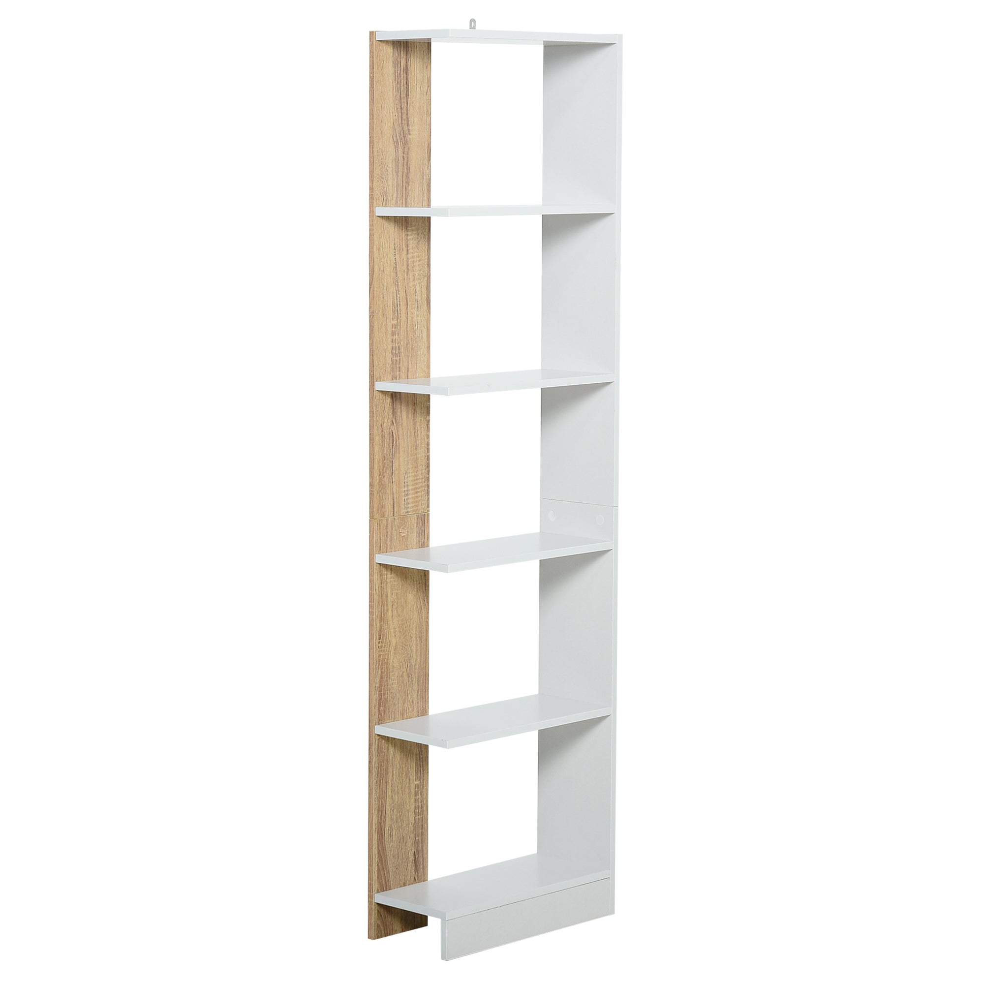 Libreria 5 Ripiani 45x21x170 cm  Bianco e Rovere