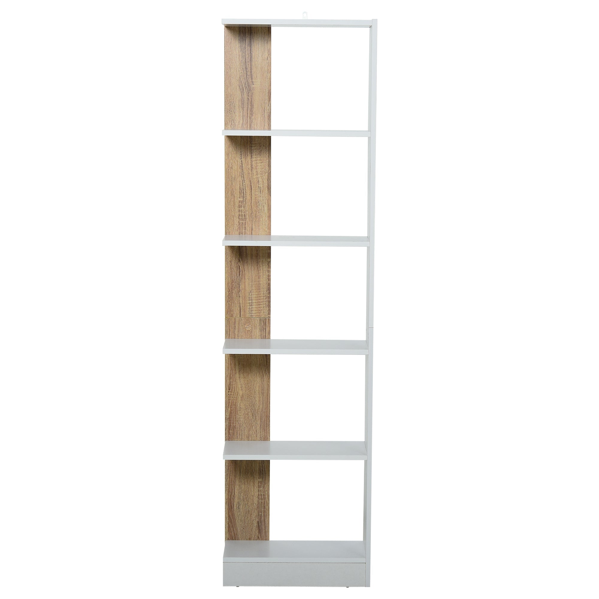 Libreria 5 Ripiani 45x21x170 cm  Bianco e Rovere