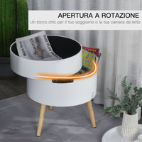 EasyComfort Tavolino da Caffè Rotondo, 3 Elementi con Apertura a Rotazione, Vassoio Rimovibile, in Legno Bianco, Φ38 x 48.3cm