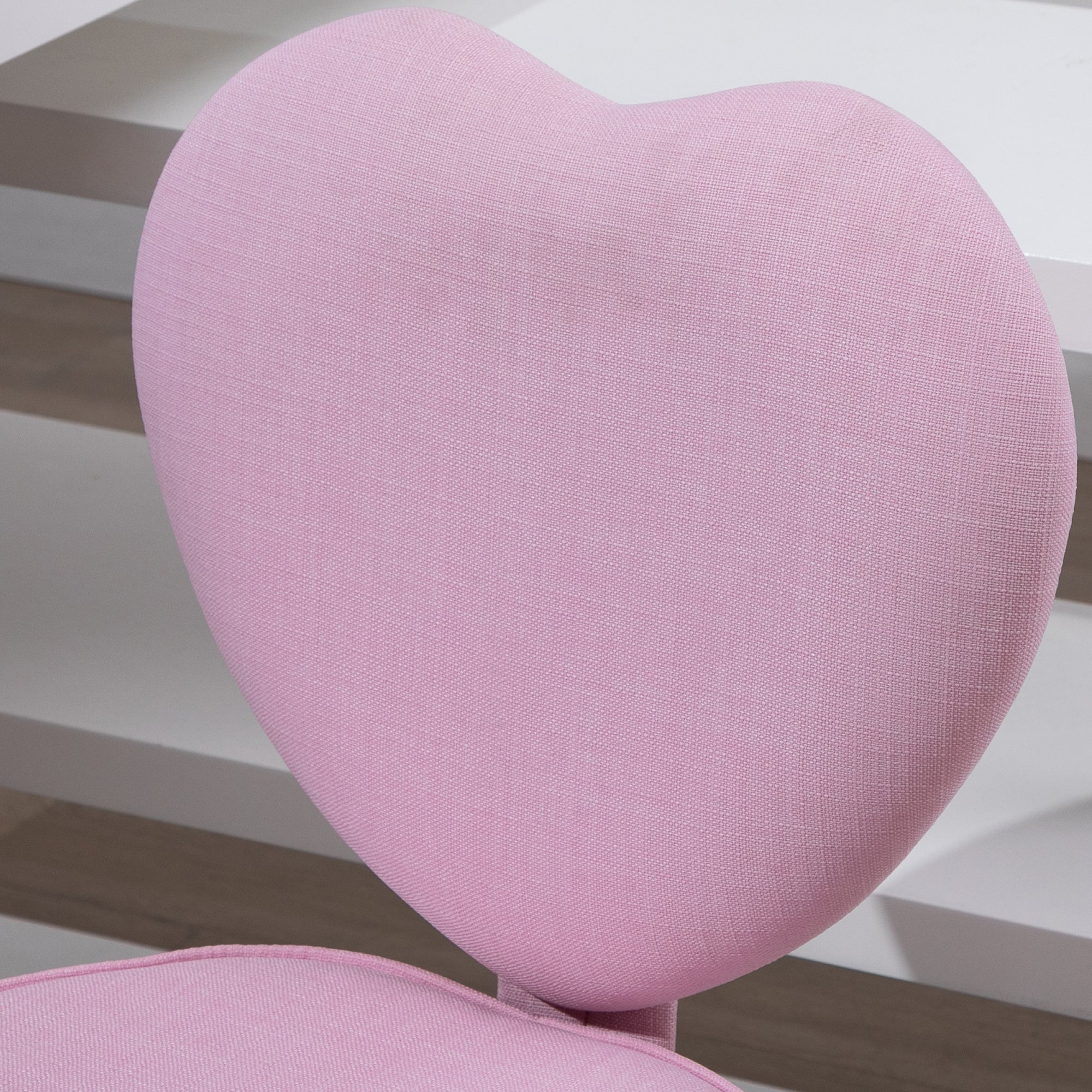 EasyComfort Sedia per Scrivania a Forma di Cuore con 5 Rotelle e Altezza Regolabile in Tessuto Rosa, 40x50x79-89cm