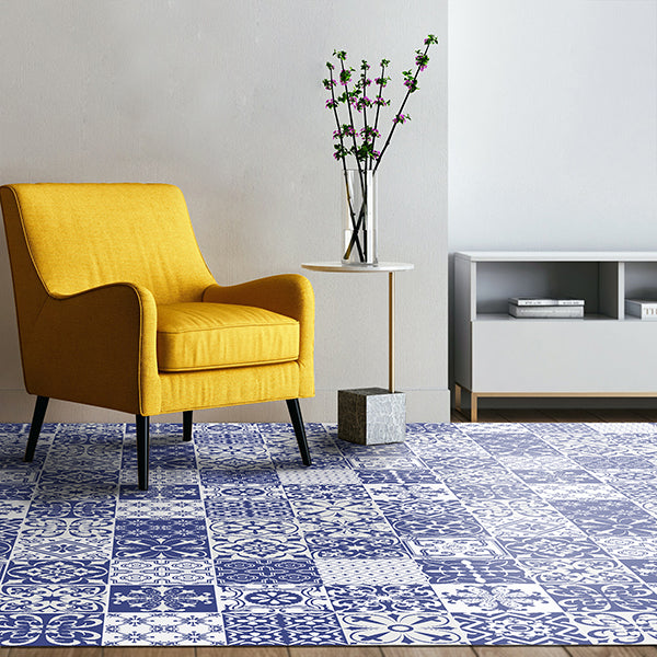 Tappeto in Vinile Lavabile, Antigraffio, Adatto ad ogni Ambiente Azulejos Tile Carpet - 150x150