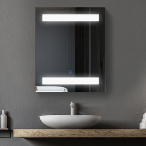 EASYCOMFORT Armadietto Pensile da Bagno con 1 Anta Specchio e Luci a LED 60 x 50 x 15cm