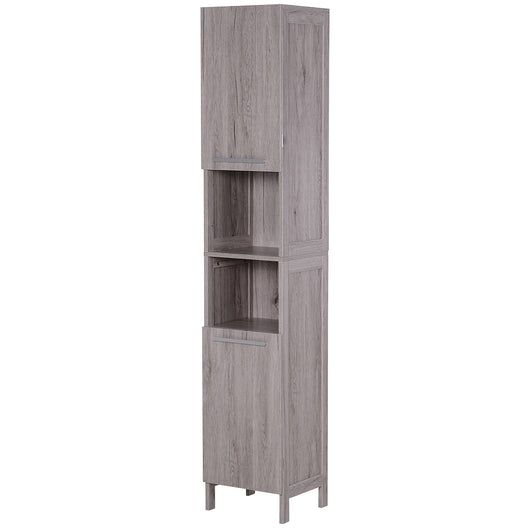 Easycomfort Colonna Bagno in MDF con 2 Armadietti e 2 Ripiani Aperti, 30x32x172.5 cm, color Legno