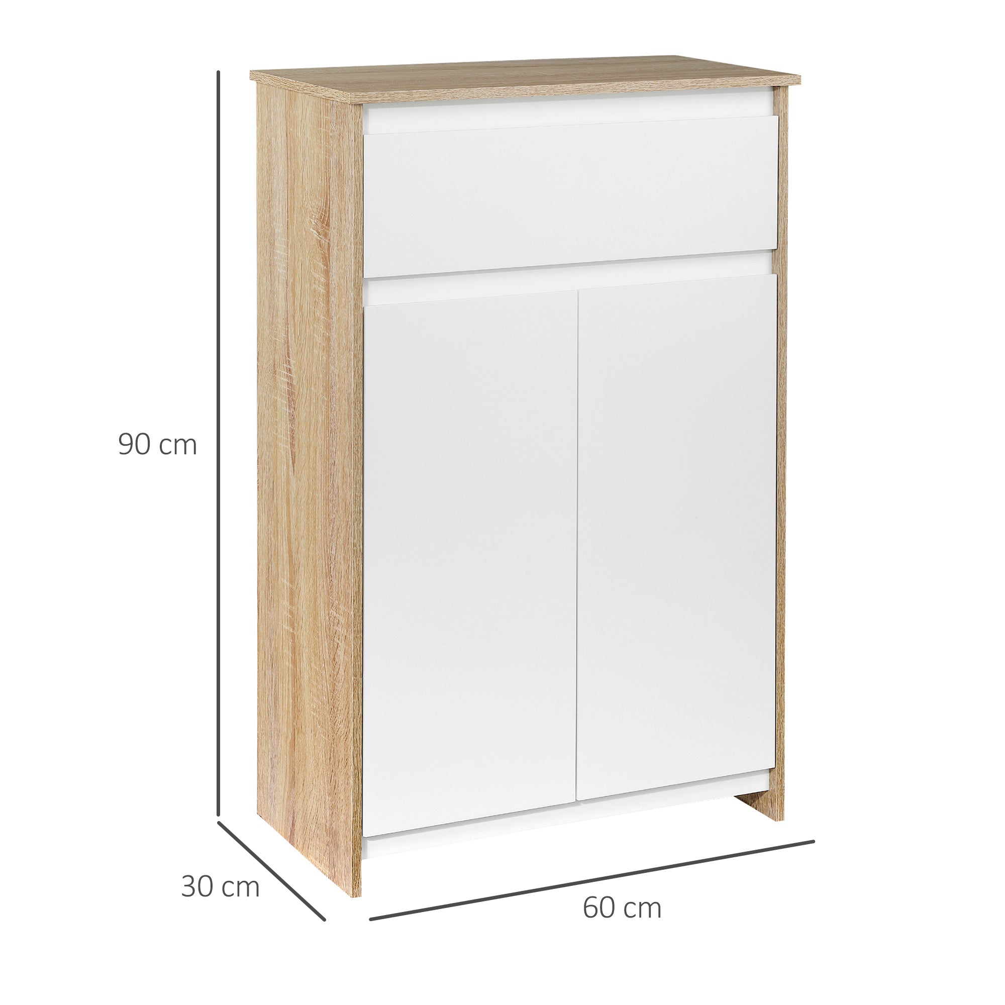 Mobile Bagno  60x30x90 cm in MDF Legno e Bianco