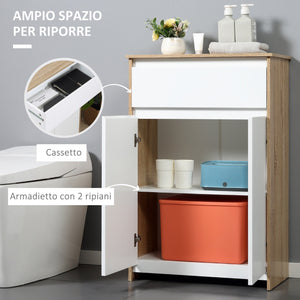 Mobile Bagno  60x30x90 cm in MDF Legno e Bianco