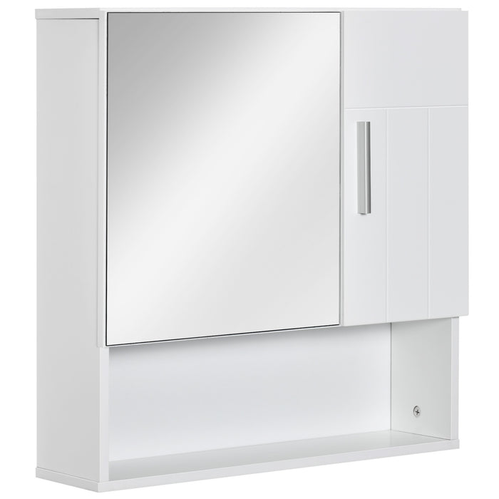 EasyComfort Specchiera Bagno in Legno a 2 Ante e Ripiano Aperto, 54x15.2x55.3cm, Bianco