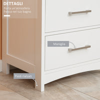 EasyComfort Mobiletto Bagno con Scaffale Aperto e 3 Cassetti in MDF, 40x33x80cm, Bianco