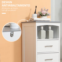 EasyComfort Mobiletto Bagno con Scaffale Aperto e 3 Cassetti in MDF, 40x33x80cm, Bianco