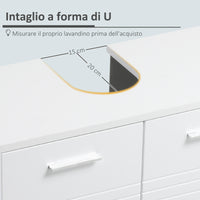 EasyComfort Mobile Sottolavabo per Bagno a 2 Ante in Legno con Mensola Regolabile, 60x30Px62.5cm