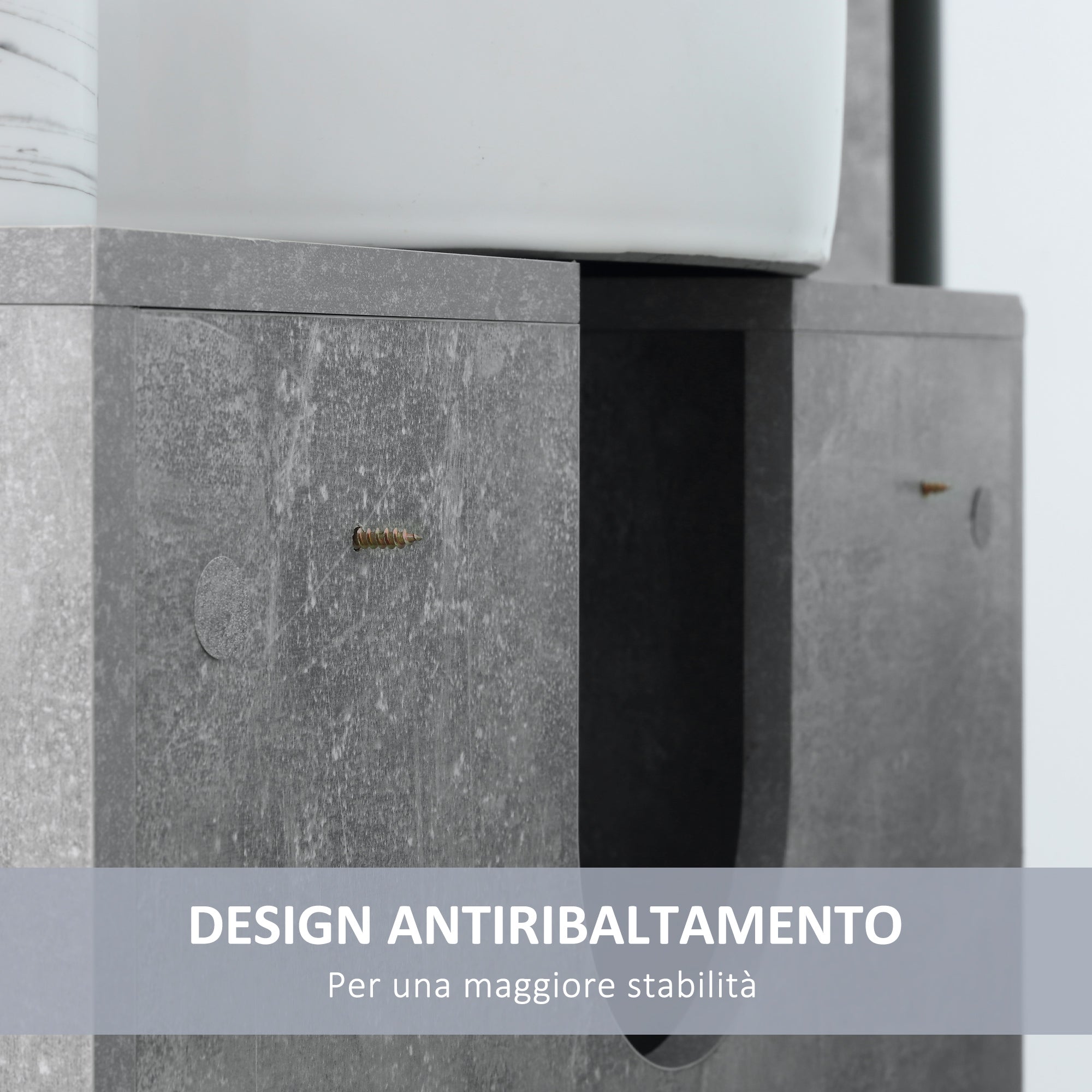 EasyComfort Mobiletto Sottolavandino con Intaglio a U e 6 Ripiani in Legno, 60x30x68cm - Bianco, Grigio