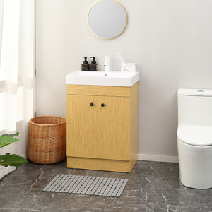 EASYCOMFORT  Mobile Bagno sotto Lavabo in Truciolato con Ripiani Regolabili e Lavello Curvo, 60x41.5x88 cm