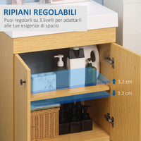 EASYCOMFORT  Mobile Bagno sotto Lavabo in Truciolato con Ripiani Regolabili e Lavello Curvo, 60x41.5x88 cm