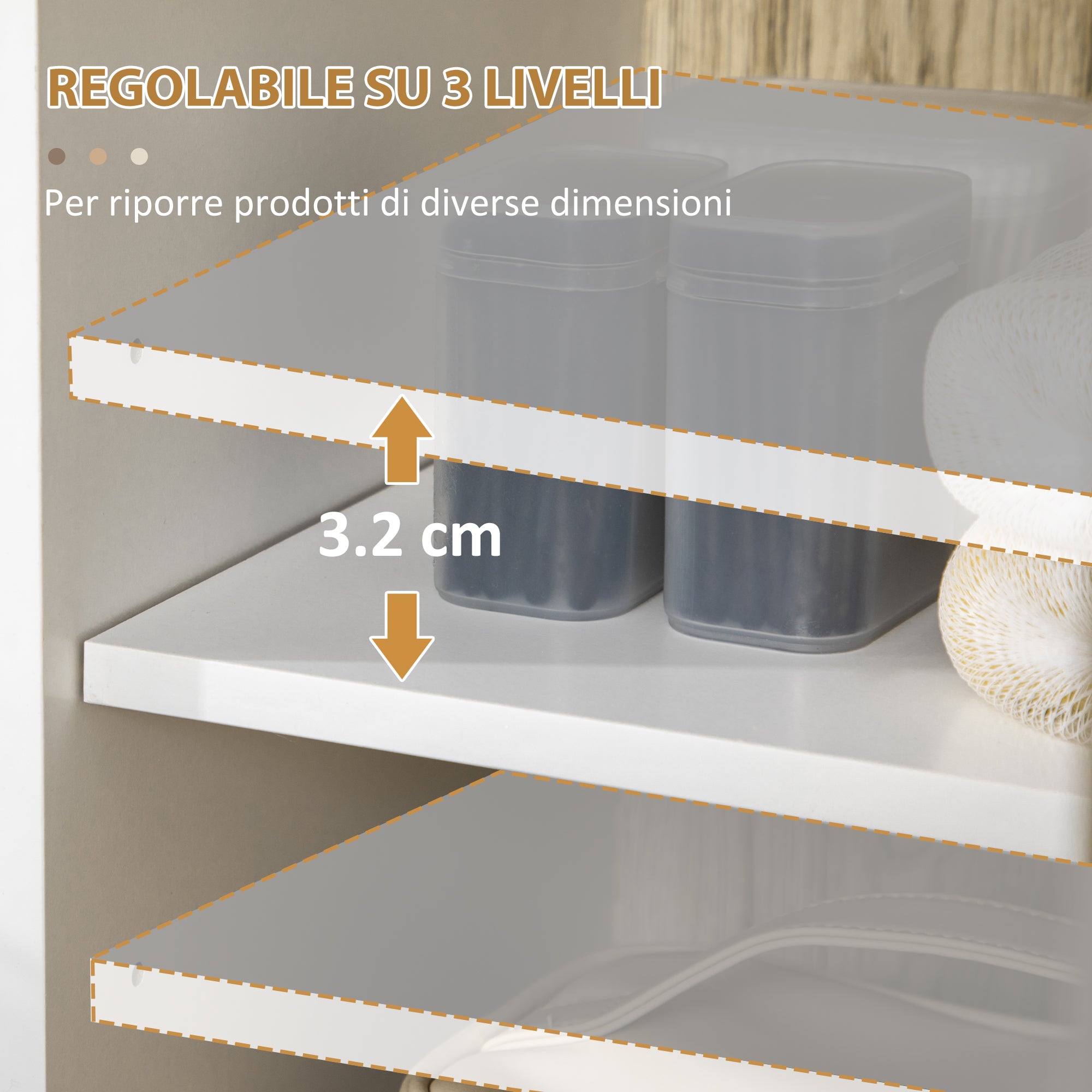 EasyComfort Mobile Bagno con Ripiano Aperto e Armadietto con Anta in Legno, 31.5x30x91cm, Quercia e Bianco