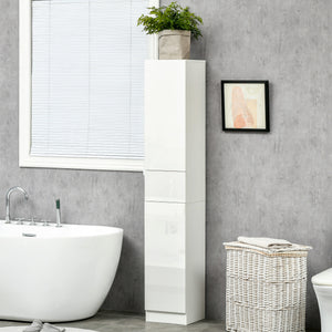 EASYCOMFORT  Colonna Bagno con Cassetto e 2 Armadietti Bianco Lucido, 30x28x170cm