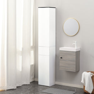 EASYCOMFORT  Mobile Bagno con Ripiano Regolabile, 2 Ripiani Chiusi e un Cassetto in Legno, 30x28x180 cm, Bianco