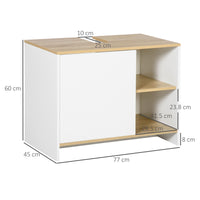 EASYCOMFORT  Mobile Bagno Sottolavabo con Armadietto e 2 Mensole in Legno Truciolare, 77 x 45 x 60cm, Bianco e Color Legno