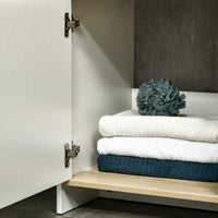 EASYCOMFORT  Mobile Bagno Sottolavabo con Armadietto e 2 Mensole in Legno Truciolare, 77 x 45 x 60cm, Bianco e Color Legno