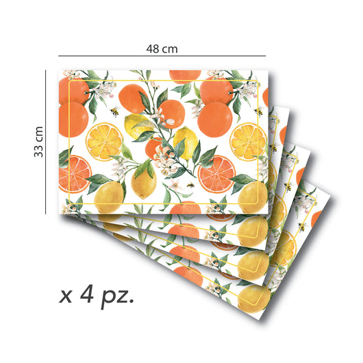 Tovagliette Americane Citrus Lavabili e Igieniche  33 x 48 cm_ 4 pezzi