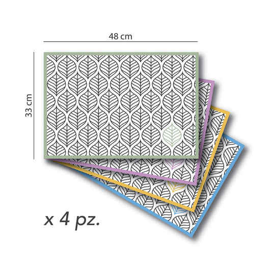 Tovagliette Americane Leaves Lavabili e Igieniche  33 x 48 cm_ 4 pezzi
