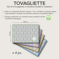 Tovagliette Americane Leaves Lavabili e Igieniche  33 x 48 cm_ 4 pezzi