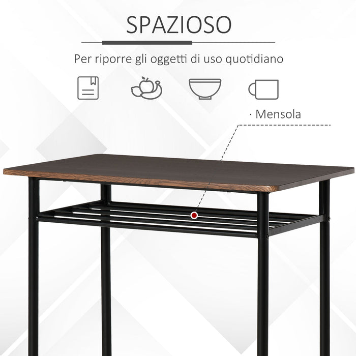 Set Tavolo Alto 80x50x90 cm e 2 Sgabelli  Nero e Quercia