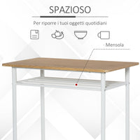 EASYCOMFORT  Set Bancone Bar con 2 Sgabelli Alti in Legno Stile Nordico, Tavolo Alto con Mensola e Sgabelli Cucina con Poggiapiedi, Bianco