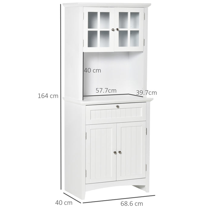 Easycomfort Mobile Dispensa Alto con 2 Armadietti, Ripiani Regolabili e Piano d'Appoggio, in MDF, 68.6x40x164 cm, Bianco