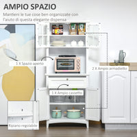 Easycomfort Mobile Dispensa Alto con 2 Armadietti, Ripiani Regolabili e Piano d'Appoggio, in MDF, 68.6x40x164 cm, Bianco