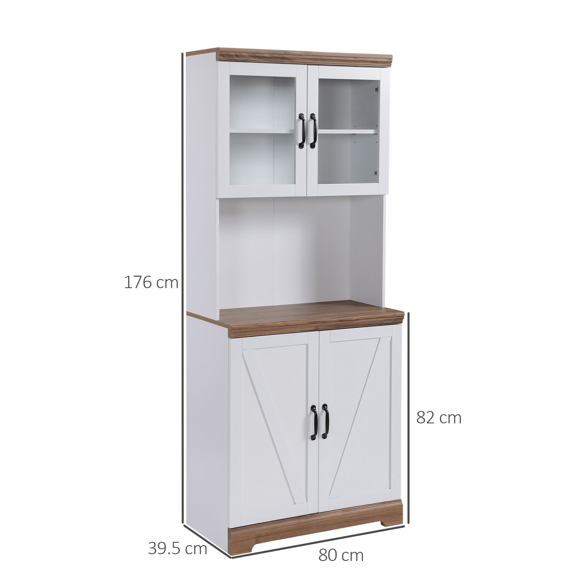 Easycomfort Dispensa Cucina in MDF con Armadietto Superiore e Inferiore a 2 Ante e Piano di Lavoro, 72x40x178 cm