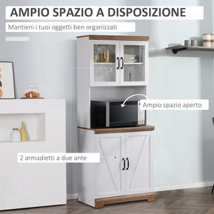 Easycomfort Dispensa Cucina in MDF con Armadietto Superiore e Inferiore a 2 Ante e Piano di Lavoro, 72x40x178 cm