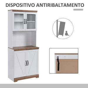 Easycomfort Dispensa Cucina in MDF con Armadietto Superiore e Inferiore a 2 Ante e Piano di Lavoro, 72x40x178 cm