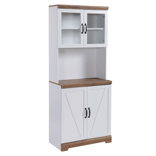 Easycomfort Dispensa Cucina in MDF con Armadietto Superiore e Inferiore a 2 Ante e Piano di Lavoro, 72x40x178 cm