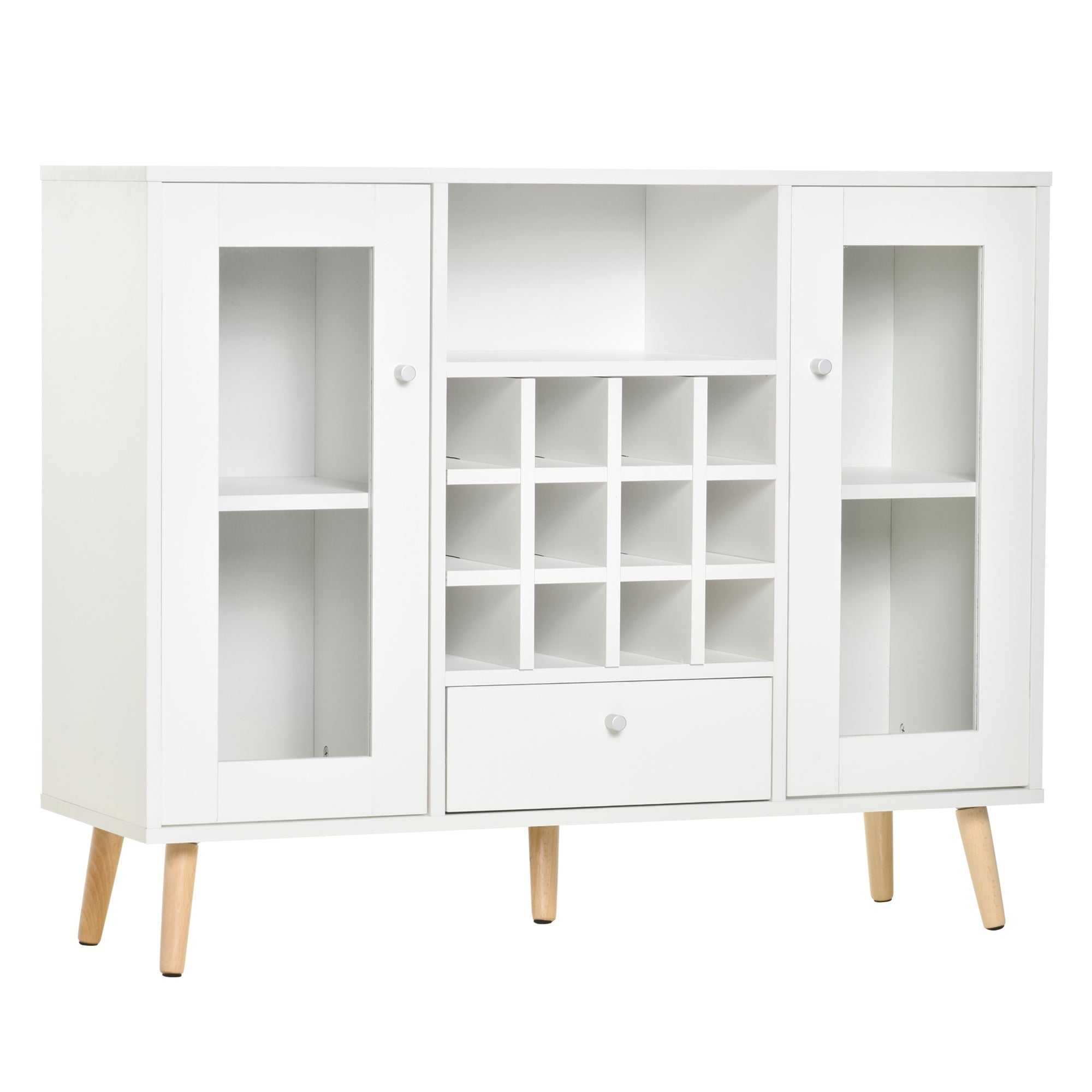 Credenza con Cantinetta 12 Bottiglie 100x33x80cm in Legno Bianco