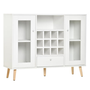 Credenza con Cantinetta 12 Bottiglie 100x33x80cm in Legno Bianco