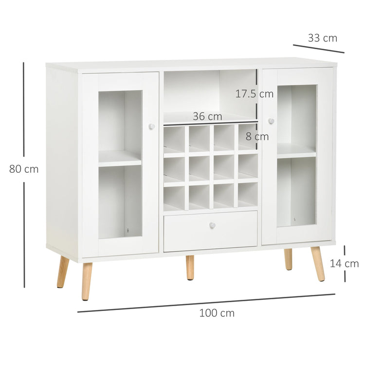 Credenza con Cantinetta 12 Bottiglie 100x33x80cm in Legno Bianco