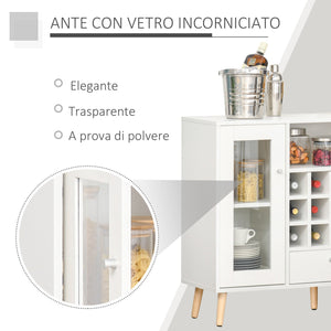 Credenza con Cantinetta 12 Bottiglie 100x33x80cm in Legno Bianco