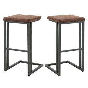 Set 2 Sgabelli da Bar 40,5x43x76 cm in Similpelle e Metallo Marrone