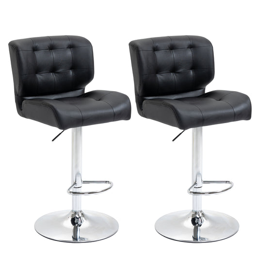 EASYCOMFORT Set 2 Sgabelli da Bar Girevoli imbottiti con altezza regolabile similpelle - Nero