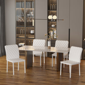 EasyComfort Set 4 Sedie Imbottite per Sala da Pranzo con Rivestimento in Similpelle, 41x50x91cm - Bianco