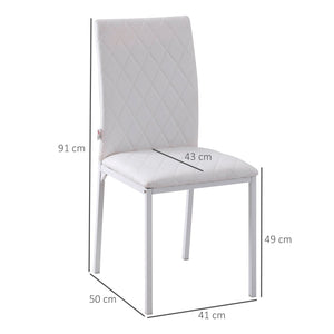 EasyComfort Set 4 Sedie Imbottite per Sala da Pranzo con Rivestimento in Similpelle, 41x50x91cm - Bianco