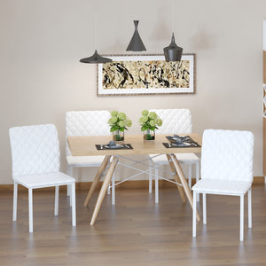 EasyComfort Set 4 Sedie Imbottite per Sala da Pranzo con Rivestimento in Similpelle, 41x50x91cm - Bianco