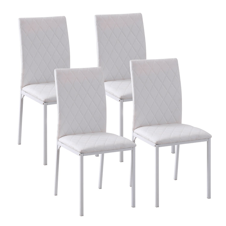 EasyComfort Set 4 Sedie Imbottite per Sala da Pranzo con Rivestimento in Similpelle, 41x50x91cm - Bianco