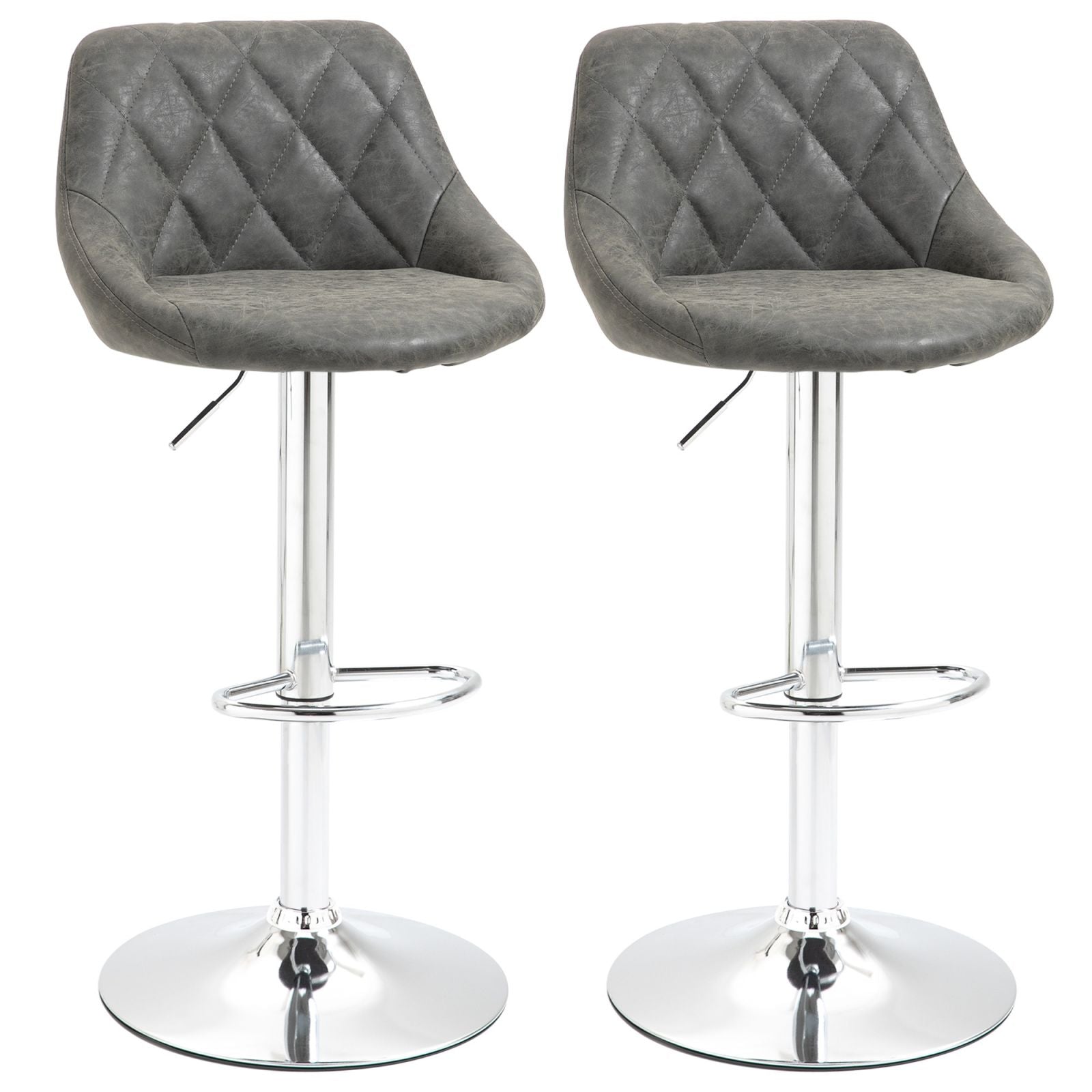 EASYCOMFORT Set 2 Sgabelli da Bar di Design Girevoli con Altezza Regolabile - Grigio Scuro