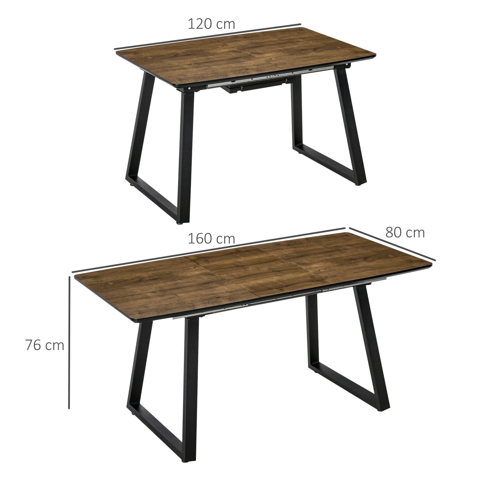 EasyComfort Tavolo da Pranzo Salvaspazio Allungabile per 4-6 Persone in MDF e Metallo, 120-160x80x76 cm, color Legno